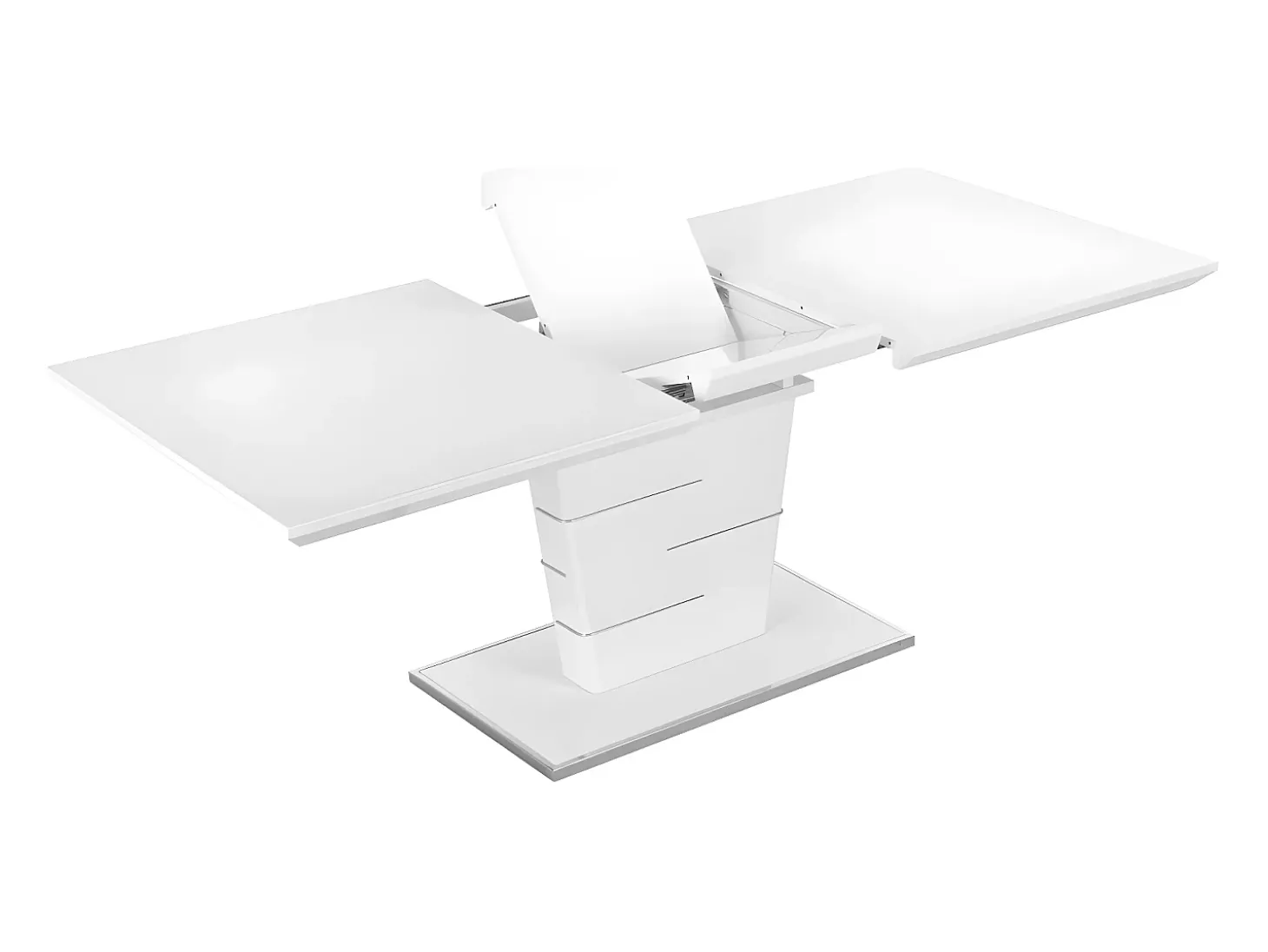 Mesa de jantar extensível AMELLE para 6 a 8 pessoas, laqueada branca.