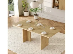 Mesa de jantar extensível - 140/180 x 80 x 75 cm - para 6 a 8 pessoas - estilo simples - MDF - cor natural