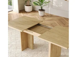 Mesa de jantar extensível - 140/180 x 80 x 75 cm - para 6 a 8 pessoas - estilo simples - MDF - cor natural