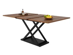 Mesa de jantar extensível para 4 a 6 pessoas - 120/160 x 80 x 75 cm - MDF e pés de metal - Cor nogueira