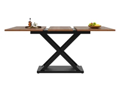 Mesa de jantar extensível para 4 a 6 pessoas - 120/160 x 80 x 75 cm - MDF e pés de metal - Cor nogueira