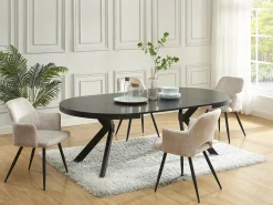 Mesa de jantar extensível 4 a 8 lugares em MDF e aço cor preto - KOMONI