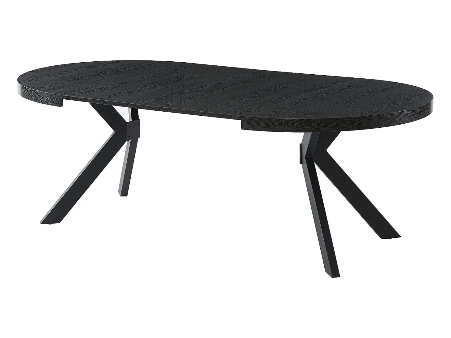 Mesa de jantar extensível 4 a 8 lugares em MDF e aço cor preto - KOMONI