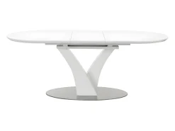 Mesa de jantar extensível - 6 a 8 lugares - MDF e metal - Lacada a branco - TALARA