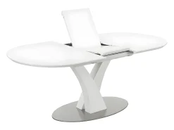 Mesa de jantar extensível - 6 a 8 lugares - MDF e metal - Lacada a branco - TALARA