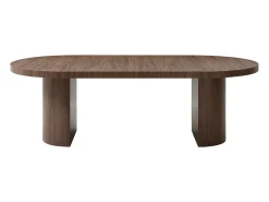 Mesa de jantar extensível para 4 a 12 pessoas em MDF - Castanho natural escuro - SIDRINA