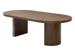 Mesa de jantar extensível para 4 a 12 pessoas em MDF - Castanho natural escuro - SIDRINA