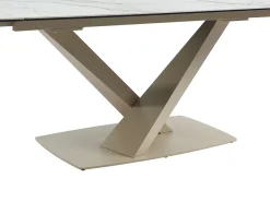 Mesa de jantar extensível em cerâmica e metal efeito mármore branco e bege MALATA de Pascal Morabito