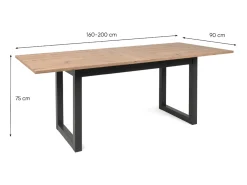 Mesa de jantar extensível industrial para 10 pessoas Kotor em madeira e preto