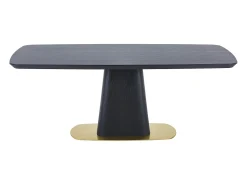 Mesa de jantar para 8 pessoas com folheado de freixo e metal - Preta e dourada - DYLORA