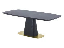 Mesa de jantar para 8 pessoas com folheado de freixo e metal - Preta e dourada - DYLORA