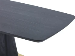 Mesa de jantar para 8 pessoas com folheado de freixo e metal - Preta e dourada - DYLORA