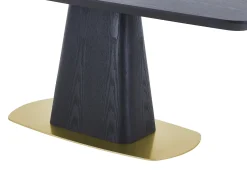 Mesa de jantar para 8 pessoas com folheado de freixo e metal - Preta e dourada - DYLORA