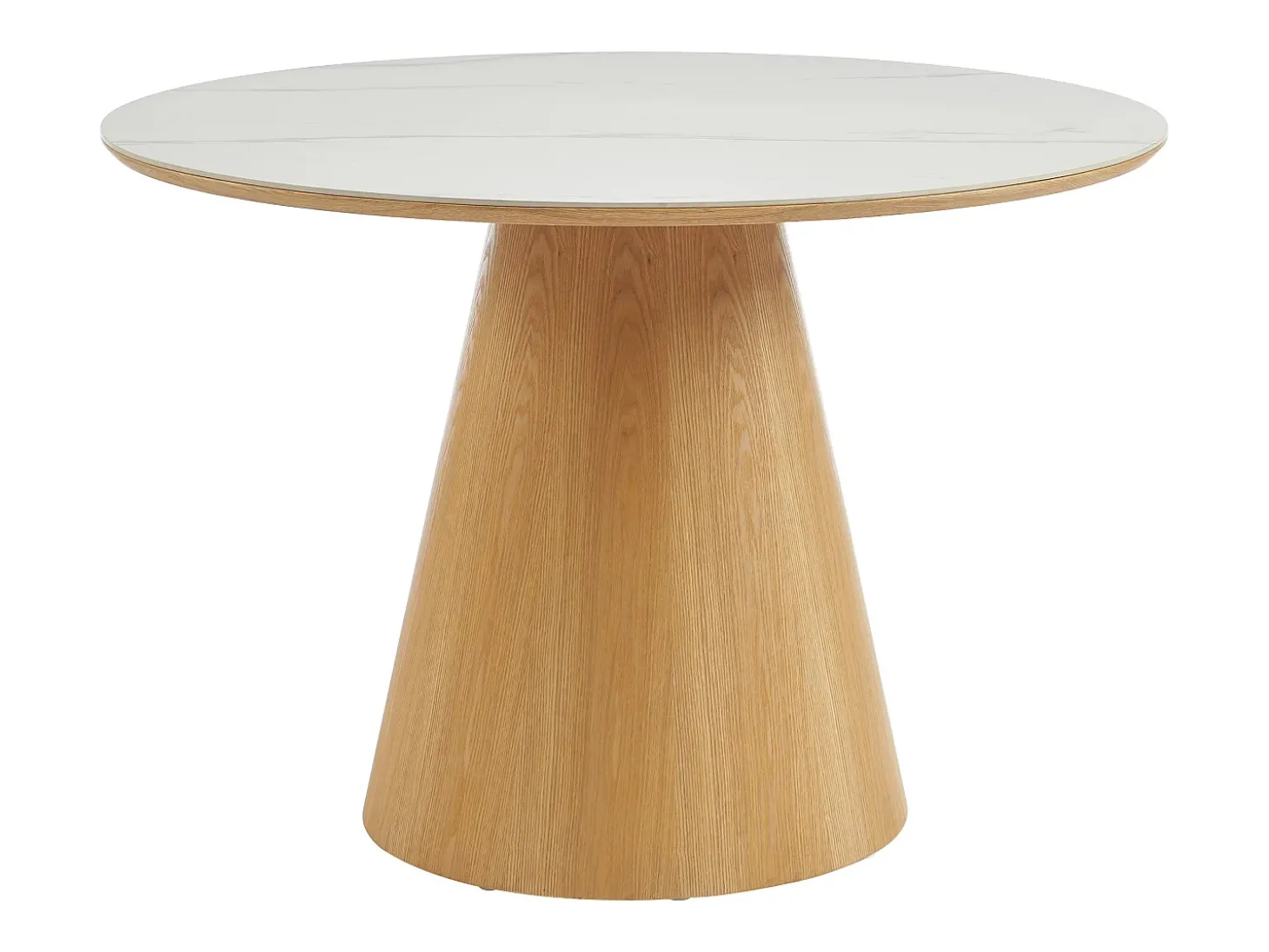 Mesa de jantar para 4 pessoas em cerâmica e folheado - Efeito mármore branco e natural - ANTALIZA
