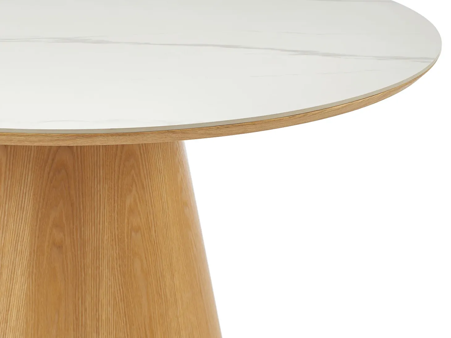 Mesa de jantar para 4 pessoas em cerâmica e folheado - Efeito mármore branco e natural - ANTALIZA