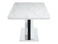 Mesa de jantar para 8 pessoas MDF e aço inoxidável, efeito mármore branco e preto - EVAELA