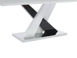 Mesa de jantar para 8 pessoas MDF e aço inoxidável, efeito mármore branco e preto - EVAELA