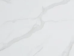 Mesa de jantar para 8 pessoas MDF e aço inoxidável, efeito mármore branco e preto - EVAELA
