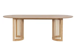 Mesa de jantar para 8 pessoas com folheado de carvalho e madeira de seringueira - Natural - NELIRAM