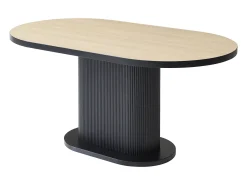 Mesa de jantar para 6 pessoas em MDF - Natural e Preto - CALIENO