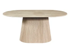 Mesa de jantar para 8 pessoas em mármore artificial - Efeito travertino bege - TIFULI
