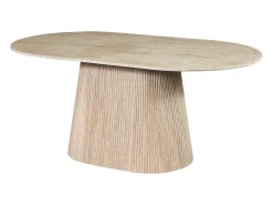 Mesa de jantar para 8 pessoas em mármore artificial - Efeito travertino bege - TIFULI