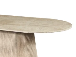 Mesa de jantar para 8 pessoas em mármore artificial - Efeito travertino bege - TIFULI