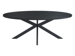 Mesa de jantar para 8 pessoas, folheada a carvalho e metal - Preta - LINIOMA