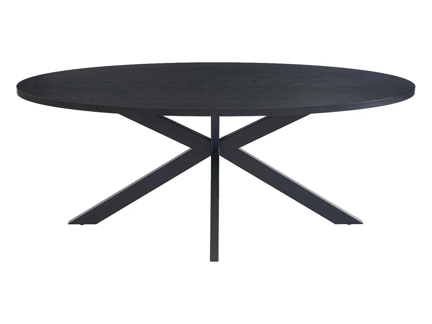 Mesa de jantar para 8 pessoas, folheada a carvalho e metal - Preta - LINIOMA