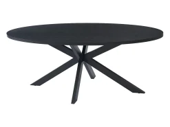 Mesa de jantar para 8 pessoas, folheada a carvalho e metal - Preta - LINIOMA