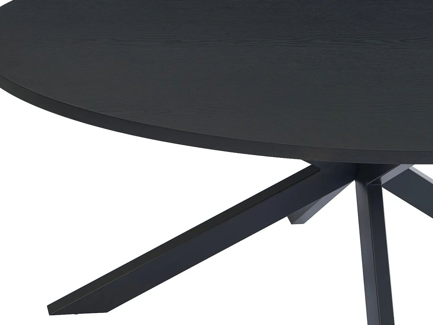 Mesa de jantar para 8 pessoas, folheada a carvalho e metal - Preta - LINIOMA