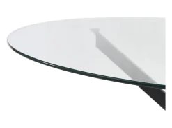 Mesa de jantar redonda 6 lugares em vidro temperado e metal preto, transparente - COSIMA