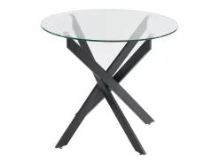 Mesa de jantar redonda 2 lugares vidro temperado e metal preto, transparente - COSIMA
