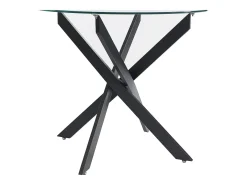 Mesa de jantar redonda 2 lugares vidro temperado e metal preto, transparente - COSIMA