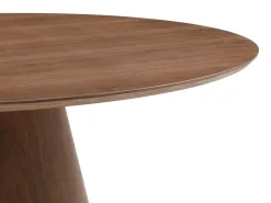 Mesa de jantar redonda 4 lugares em MDF natural escuro ANTALIZA