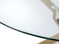 Mesa de jantar redonda 6 pessoas vidro temperado e metal dourado, transparente - COSIMA