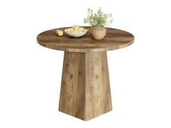 Mesa de jantar redonda de 80 cm para 2-4 pessoas, mesa de jantar pequena de cozinha estilo caseiro com base quadrada