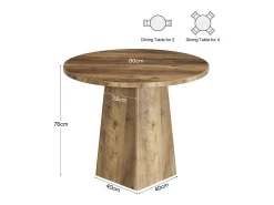 Mesa de jantar redonda de 80 cm para 2-4 pessoas, mesa de jantar pequena de cozinha estilo caseiro com base quadrada