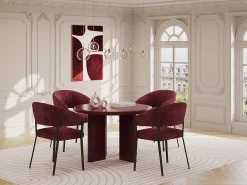 Mesa de jantar redonda para 4 pessoas em MDF - Bordeaux - LUKAVO