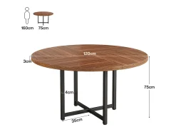 Mesa de jantar redonda para 4-6 pessoas, mesa de cozinha circular de 120 cm, mesas de jantar pequenas modernas