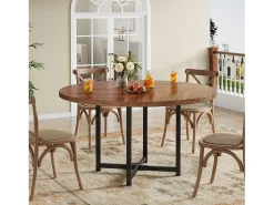 Mesa de jantar redonda para 4-6 pessoas, mesa de cozinha circular de 120 cm, mesas de jantar pequenas modernas