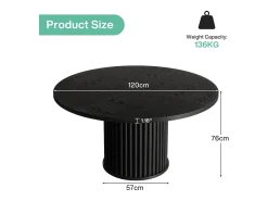 Mesa de jantar redonda para 4-6 pessoas, mesa de cozinha circular moderna de 120 cm