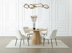 Mesa de jantar redondo 4 lugares folha de carvalho natural claro - ANTALIZA