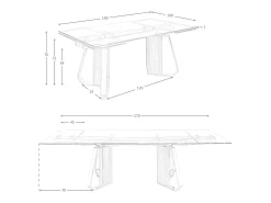 Mesa de jantar retangular extensível em vidro temperado, nogueira e aço cromado 1159 ANGEL CERDA