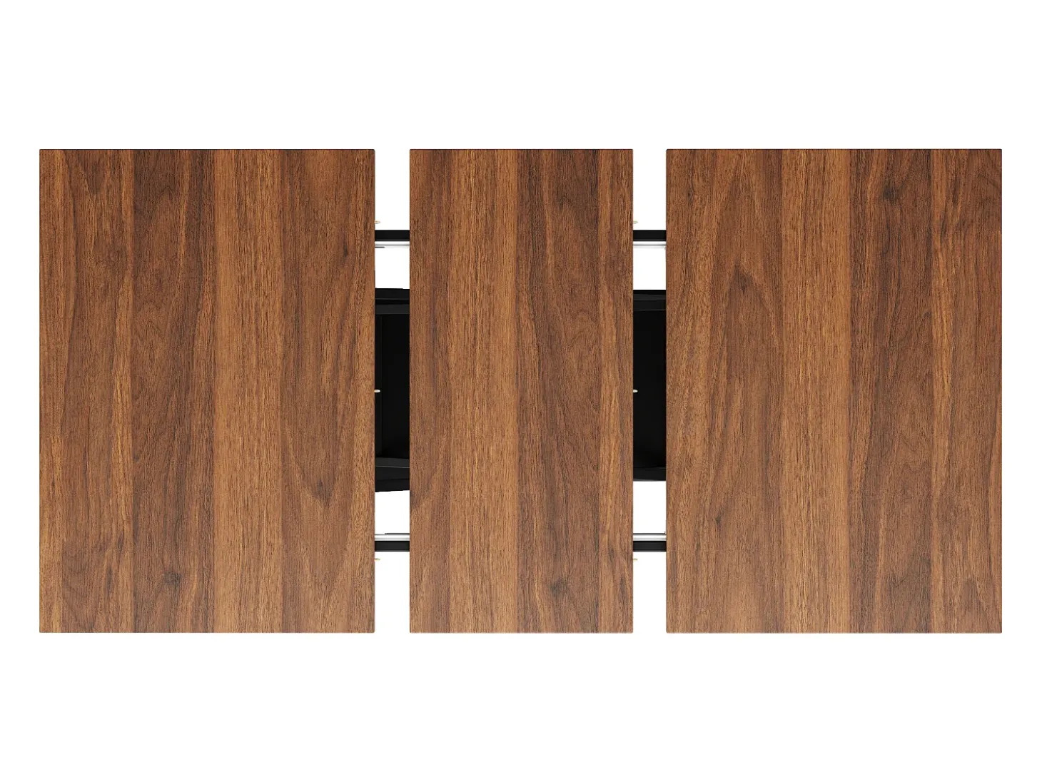 Mesa de jantar retrátil - MDF e Metal - tampo com efeito grão de madeira - Castanho
