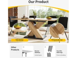 Mesa de jantar retrátil 158,5 x 80 cm - 6 a 8 pessoas - MDF - Natural