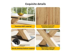 Mesa de jantar retrátil 158,5 x 80 cm - 6 a 8 pessoas - MDF - Natural