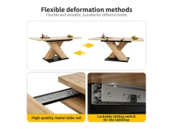 Mesa de jantar retrátil 158,5 x 80 cm - 6 a 8 pessoas - MDF - Natural