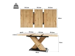 Mesa de jantar retrátil 158,5 x 80 cm - 6 a 8 pessoas - MDF - Natural