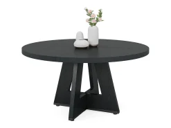 Mesa de Jantar Rural, Mesa Redonda de Jantar de 120 cm para 4 Pessoas, Mesa de Sala de Jantar Preta